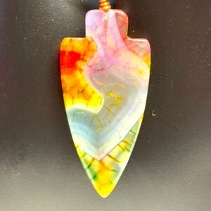 Artisan Colorful dragon vein Agate Arrowhead Pendant